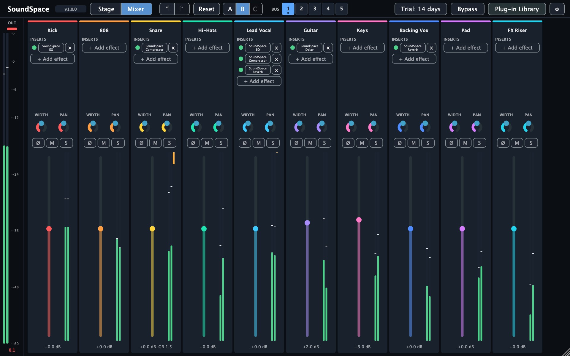 SoundSpace: A channel strip for every track